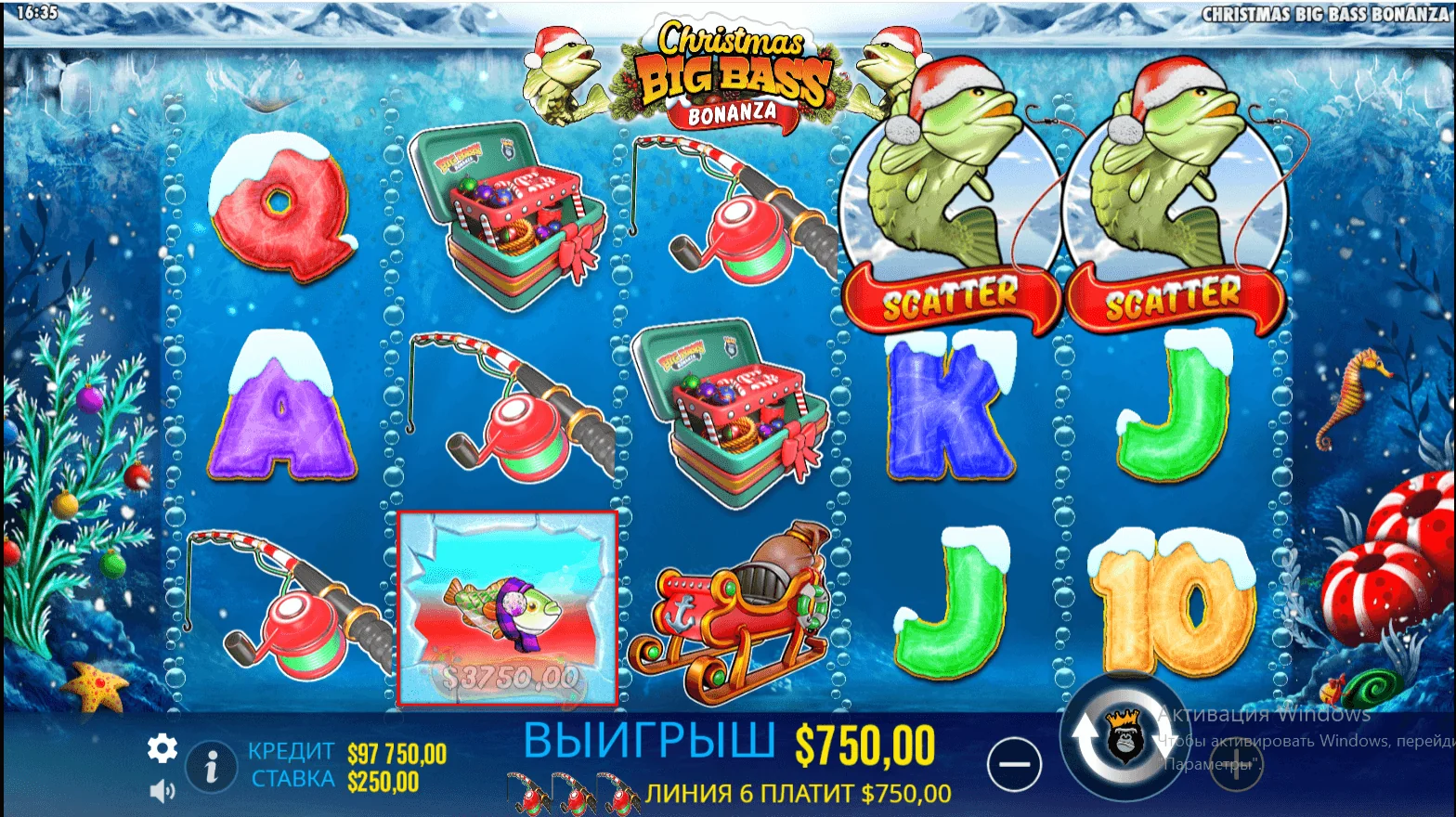 Gameplay christmas big bass bonanza 2