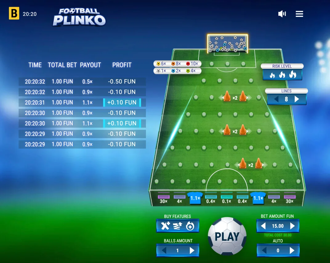 Gameplay football plinko